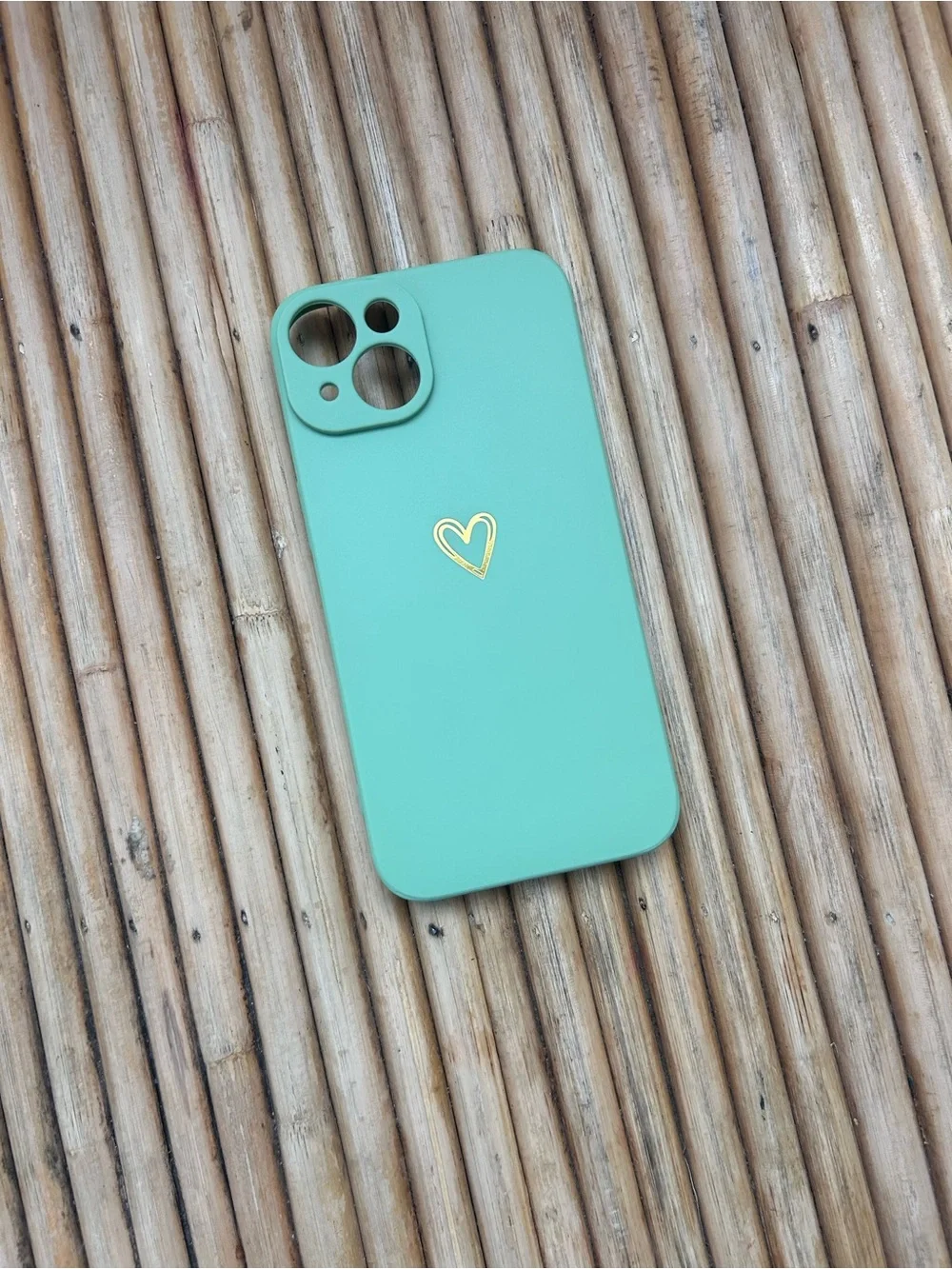 Amazon Mint Green Shockproof Phone Case with Gold Heart Accent